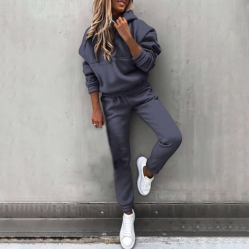 

Women's Tracksuit Jogging Suit 2 Piece Street Casual 2 Pieces Long Sleeve Warm Breathable Soft Running Everyday Use Sportswear Camel Apricot White Black Grey Military Green Activewear / Athleisure