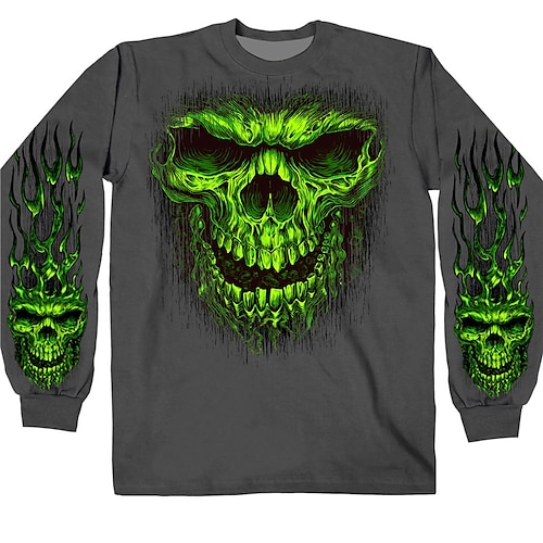 

Men's Unisex Sweatshirt Pullover Skull Graphic Prints Print Daily Sports Holiday 3D Print Basic Streetwear Casual Hoodies Sweatshirts Long Sleeve Gray