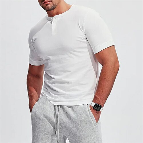 

Men's T shirt Tee Solid Colored Crew Neck White Street Sports Short Sleeve Button-Down Clothing Apparel Fashion Designer Casual Comfortable / Summer / Summer