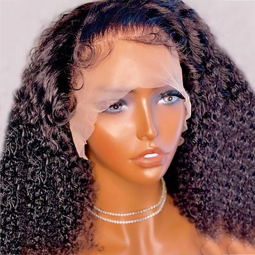 

Remy Human Hair 13x4 Lace Front Wig Free Part Brazilian Hair Curly Black Wig 130% 150% Density with Baby Hair Natural Hairline 100% Virgin Glueless Pre-Plucked For Women wigs for black women Long