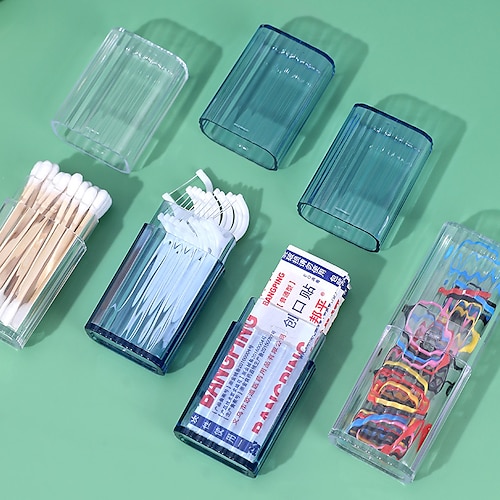 

Portable Transparent Mini Storage Box Travel Toothpick Cotton Swab Box Simple Small Object Band-aid Classification Finishing Box