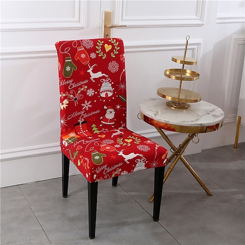 

Housse de chaise de salle à manger de noël extensible, souple, housse de siège, durable, lavable, protection de meubles pour salle à manger, fête