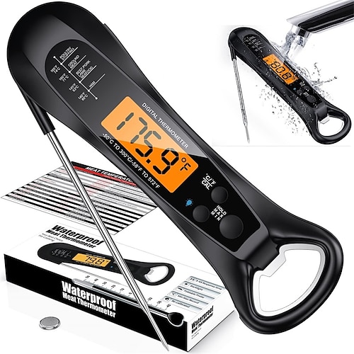

Meat Thermometer Intelligent Fast Instant Read for Grill and Cooking. Best Waterproof Ultra Fast Thermometer with Backlight & Calibration. Digital Food Probe Kitchen Outdoor Grilling and BBQ!