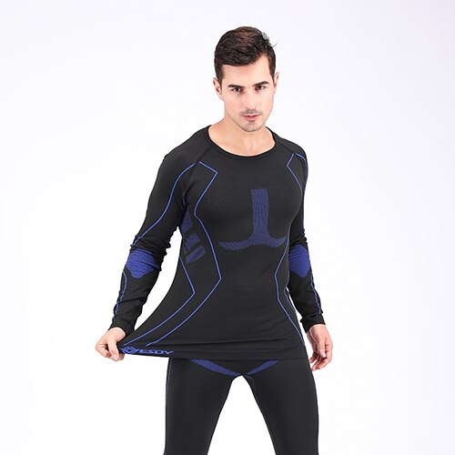 

Men's Activewear Set 2 Piece Athletic Winter Long Sleeve Spandex Breathable Quick Dry Moisture Wicking Fitness Running Jogging Sportswear Activewear Stripes Black Grey