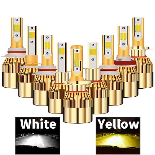 

Golden 2 Colors LED Headlight H7 H4 Bulb For Car 3000K Yellow White 12V Fog Light H1 H11 9005 9006 880 9012 On Auto Kit