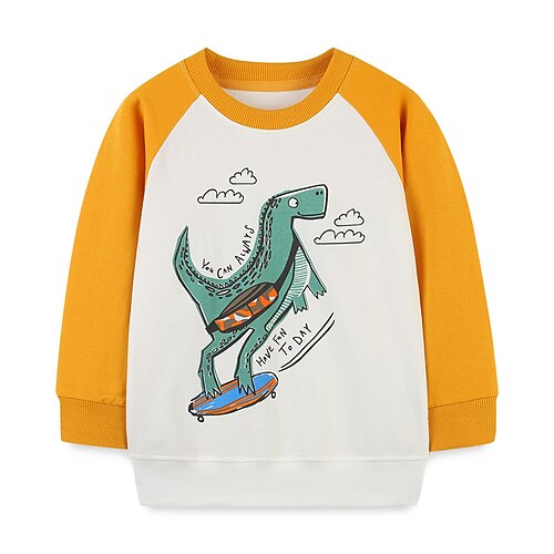 

Kids Boys Sweatshirt Animal School Long Sleeve Active 2-8 Years Winter Yellow