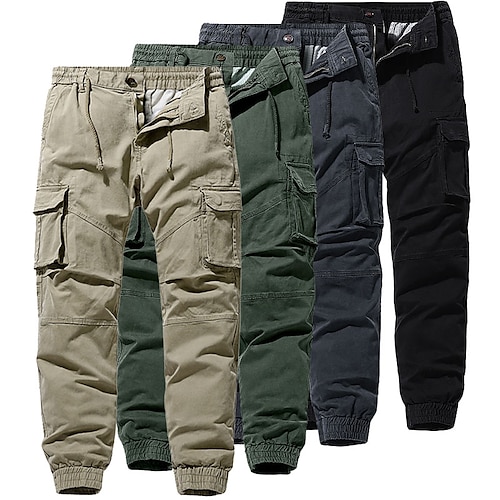 

Men's Cargo Pants Trousers Multi Pocket Solid Color Outdoor Full Length Casual Daily Army Green Khaki Micro-elastic