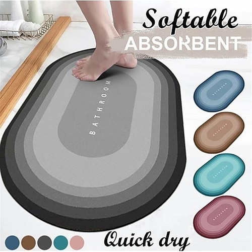 

Diatomaceous Earth Bath Mat Super Absorbent Toilet Door Quick-Drying Foot Mat Entry Door Mat Non-Slip Mat