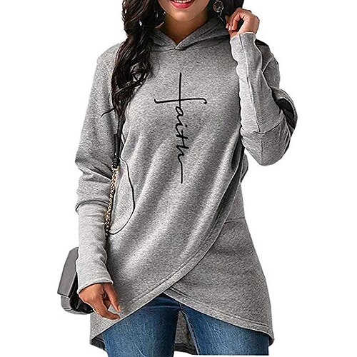 

Women's Pullover Hoodie Sweatshirt Pullover Text Pocket Print Daily Sports Hot Stamping Active Streetwear Clothing Apparel Hoodies Sweatshirts Black Blue