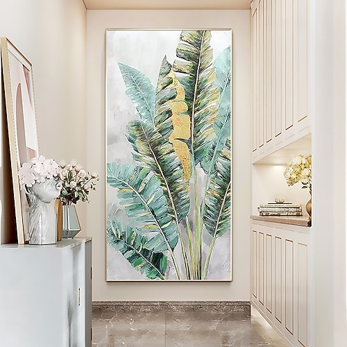 

Handmade Oil Painting Canvas Wall Art Decoration Abstract Plant Floral Painting Leaves for Home Decor Rolled Frameless Unstretched Painting