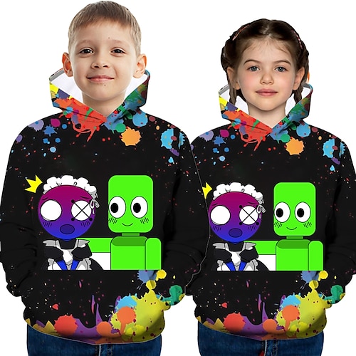 

Kids Unisex Hoodie Graphic Outdoor 3D Print Long Sleeve Pocket Fashion 3-12 Years Winter Multicolor