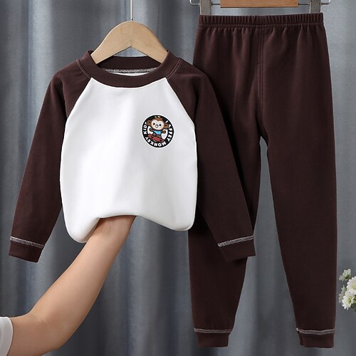 

2 Pieces Kids Unisex Hoodie & Pants Clothing Set Outfit Animal Cartoon Long Sleeve Set Vacation Daily Comfort Winter Fall 2-12 Years Raglan Yellow Raglan green Raglan navy blue