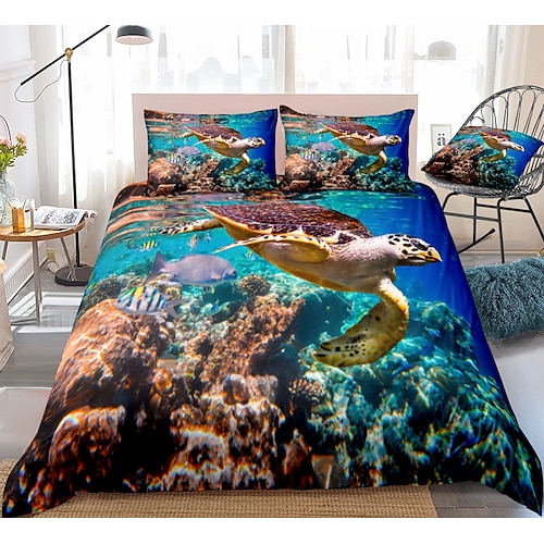 

Sea Turtle Duvet Cover Bedding Sets Comforter Cover with 1 Duvet Cover or Coverlet,1Sheet,2 Pillowcases for Double/Queen/King(1 Pillowcase for Twin/Single)