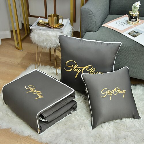 

Light Luxury Embroidery Lace 2 In 1 Cushion Pillow Portable Foldable Throw Pillows With Zipper Sofa Car Office Nap Blanket Quilt Bedding Home Decor