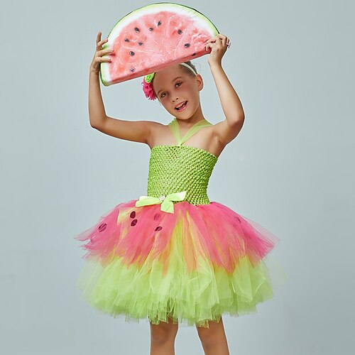 

Kids Little Girls' Dress Cartoon Color Block A Line Dress Party Holiday Green Above Knee Sleeveless Princess Beautiful Dresses Spring Summer Regular Fit 3-10 Years