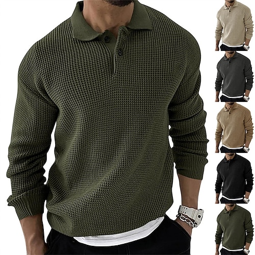 

Men's Sweater Pullover Sweater Jumper Ribbed Knit Cropped Knitted Solid Color V Neck Basic Stylish Outdoor Daily Clothing Apparel Winter Fall Black Army Green M L XL