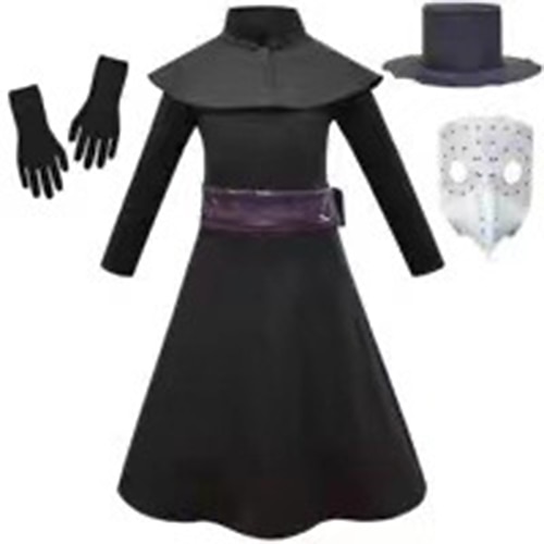 

Plague Doctor Retro Vintage Punk & Gothic Medieval 17th Century Dress Cloak Outfits Boys Girls' Kid's Costume Vintage Cosplay Party Long Sleeve Dress Masquerade / Gloves / Mask / Hat / Waist Belt