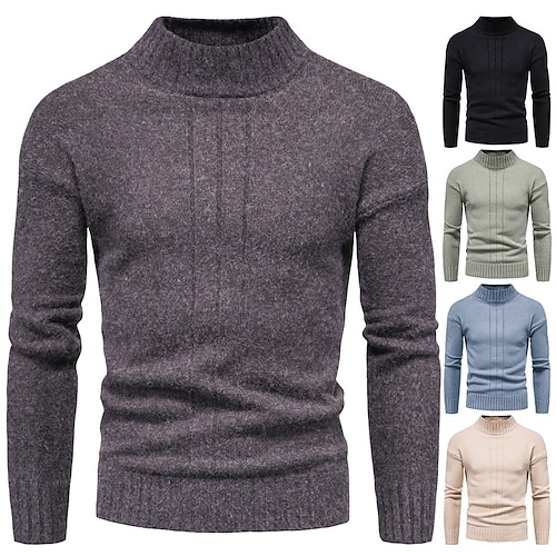 

Herre Genser Pullover genser Turtleneck genser Riflet Strikke Avklipt Strikket Helfarge Høy krage Grunnleggende Stilfull utendørs Daglig Klær Vinter Høst Grønn Svart M L XL