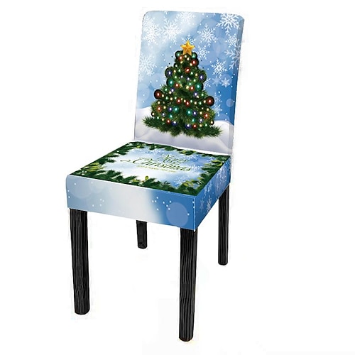

Christmas Chair Back Cover for Dining Room, Santa Claus Snowman Reindeer Xmas Dinner Chairs Cover for Kitchen Hotel Holiday Party Decor