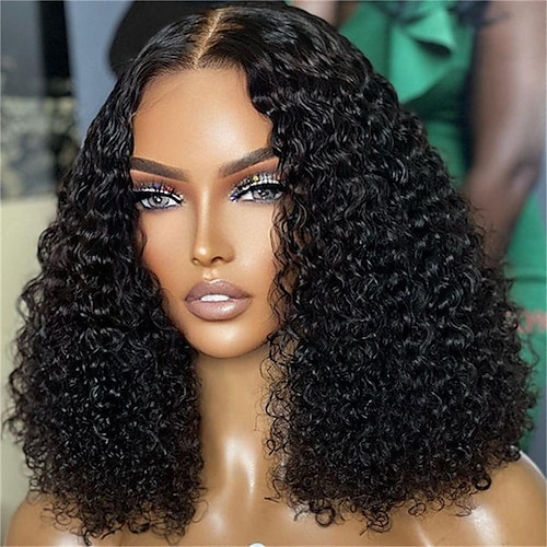 

Glueless lace Wig Kinky Curly Neck Length 5x5 Undetectable Lace Wig Natural Hairline