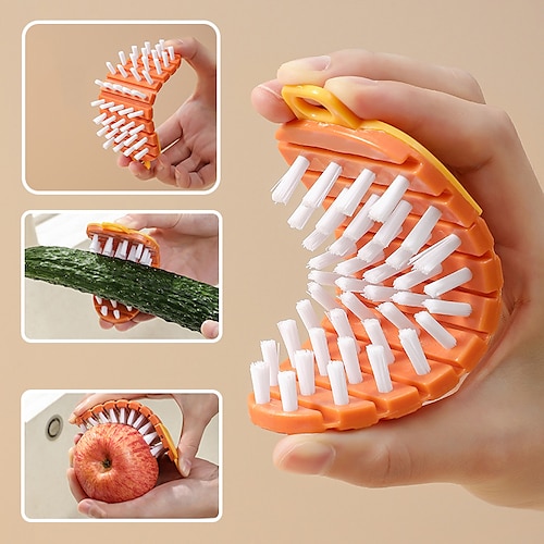 

Fruit And Vegetable Cleaning Brush Can Be Bent To Clean Vegetable Artifact Kitchen Fruit Multi-functional Vegetable Washing Brush