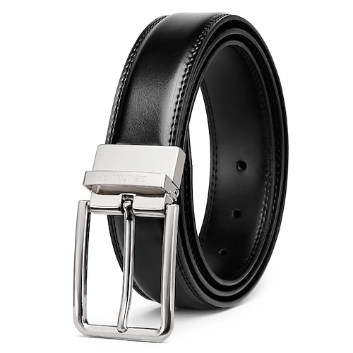 

Men's Unisex Leather Belt Genuine Leather Cowhide Prong Buckle Plain Casual Cowboy Gift Daily Dark Gray Silver