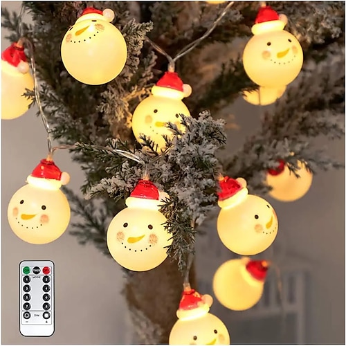 

Christmas Snowman Lights LED String Lights 3M 20LEDs Waterproof Battery/USB Powered LED Santa Claus Lights 8 Modes Lighting for Christmas Tree Indoor Outdoor Holiday Christmas Party Decor