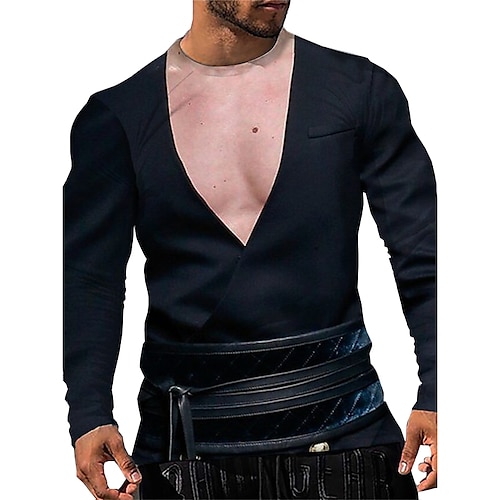 

Hombre Unisexo Camiseta Estampados Cuello Barco Negro Impresión 3D Exterior Calle Manga Larga Estampado Ropa Básico Deportes Casual Clásico