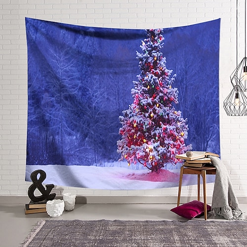 

Christmas Party Tree Snow Wall Tapestry Art Decor Blanket Curtain Hanging Home Bedroom Living Room Decoration Polyester