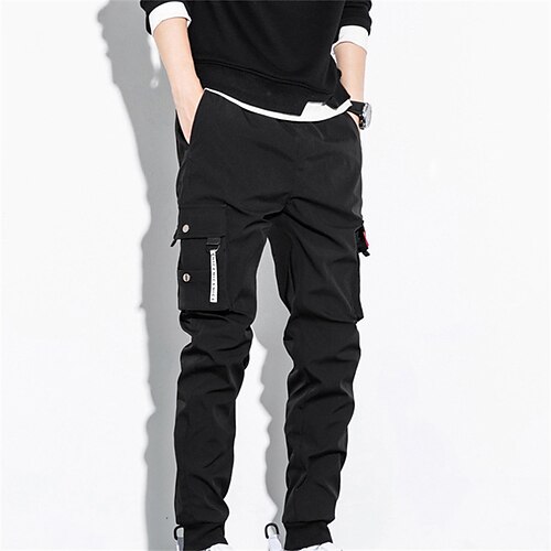 

Men's Cargo Pants Trousers Work Pants Casual Pants Drawstring Elastic Waist Multiple Pockets Solid Colored Comfort Breathable Casual Daily Streetwear Sports Fashion Black Gray Micro-elastic
