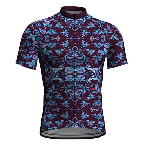 

21Grams Men's Cycling Jersey Short Sleeve Bike Jacket Tracksuit Jersey with 3 Rear Pockets Mountain Bike MTB Road Bike Cycling Cycling Breathable Quick Dry Reflective Strips Violet Graphic Animal