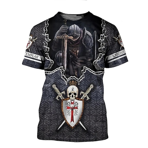 

Men's Unisex T shirt Tee Skull Graphic Prints Crew Neck Black Short Sleeve 3D Print Outdoor Street Print Tops Vintage Sports Designer Casual / Summer / Summer