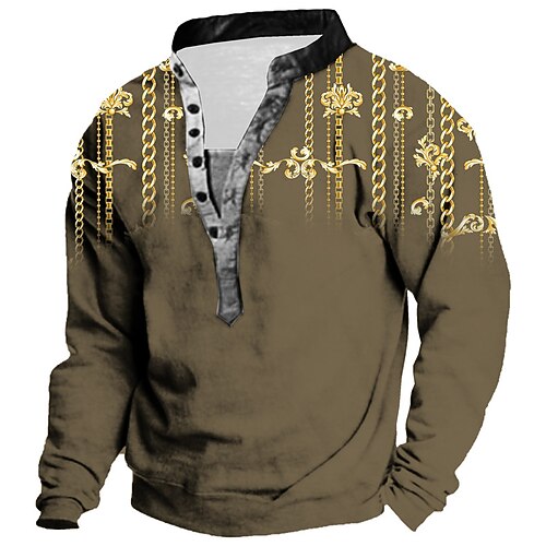 

Men's Unisex Sweatshirt Pullover Button Up Hoodie Graphic Prints Chains Print Print Casual Daily Sports 3D Print Streetwear Designer Casual Hoodies Sweatshirts Long Sleeve Brown