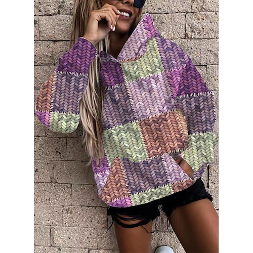 

Women's Pullover Hoodie Sweatshirt Pullover Leopard Geometric Christmas Tree Front Pocket Print Daily Weekend 3D Print Active Streetwear Clothing Apparel Hoodies Sweatshirts Blue Purple