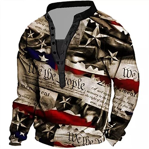 

Men's Unisex Sweatshirt Pullover Button Up Hoodie Green Blue Purple Brown Gray Standing Collar Graphic Prints National Flag Print Casual Daily Sports 3D Print Streetwear Designer Casual Spring & Fall