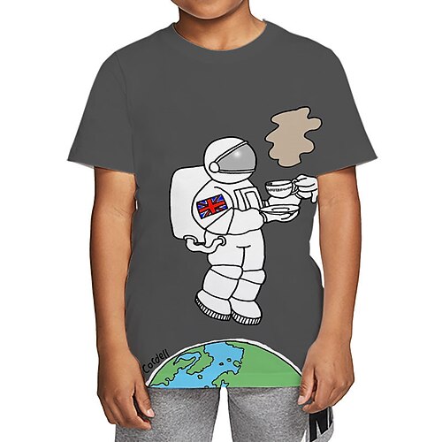 

Kids Boys T shirt Graphic Outdoor 3D Print Short Sleeve Crewneck Cool 4-12 Years Winter Gray