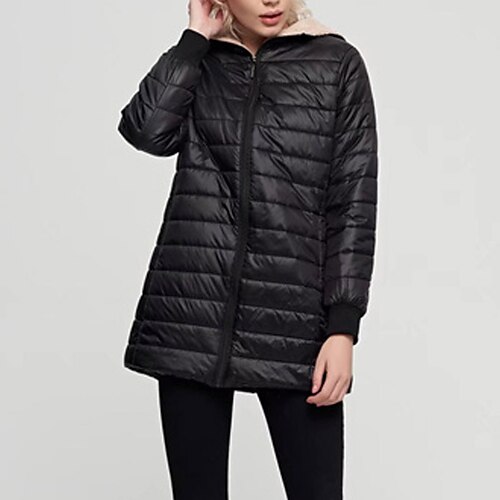 

Women's Winter Jacket Winter Coat Parka Windproof Warm Outdoor Street Daily Vacation Zipper Pocket Fleece Lined Zipper Hoodie Contemporary Casual Daily Modern Street Style Solid Color Regular Fit