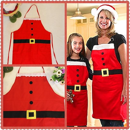 

Christmas Baking Aprons for Women Men Kitchen Cooking Aprons with 2 Pockets Xmas Dining Party Apron Gift for Bakers