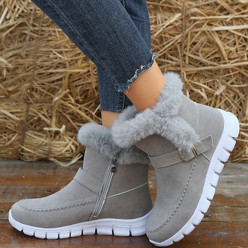 

Women's Boots Suede Shoes Snow Boots Plus Size Daily Booties Ankle Boots Winter Low Heel Round Toe Casual Synthetics Loafer Solid Colored Gray