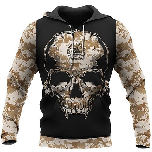 

Men's Unisex Pullover Hoodie Sweatshirt Hooded Skull Graphic Prints Print Daily Sports 3D Print Streetwear Designer Casual Clothing Apparel Hoodies Sweatshirts Long Sleeve Black