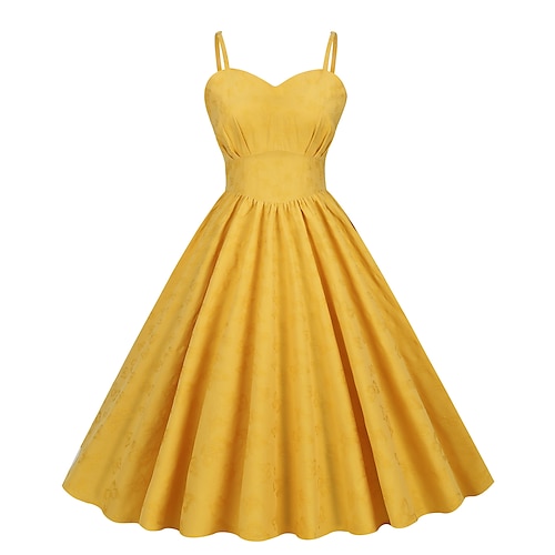 

Women's 1950s Audrey Hepburn Swing Dress 100% Cotton Flare Dress Retro Vintage Strappy Dress Dailywear Tea Party Casual Daily Sleeveless Fit & Flare Dress Christmas