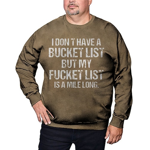 

Men's Plus Size Sweatshirt Big and Tall Letter Crew Neck Long Sleeve Spring Fall Basic Designer Plus Size Casual Daily Sports Tops