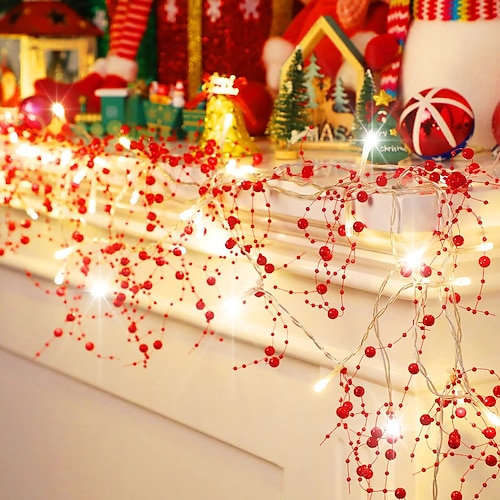 

Luzes de corda de natal de 5m 2m fio de ouro branco vermelho luzes de fadas para decoração de natal de casamento para iluminação doméstica aa alimentado por bateria