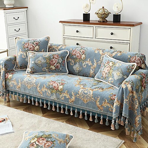 

Sofa Cover Sofa Blanket Jacquard Tassel Couch Cover Couch Protector Sofa Throw Cover Double-Sided Washable for Armchair/Loveseat/3 Seater/4 Seater/L Shape Sofa