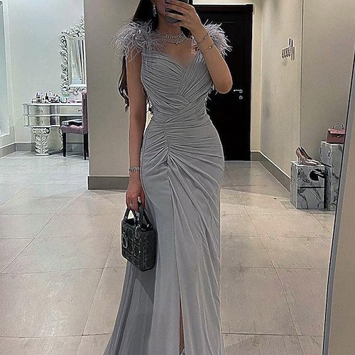 

Women's Party Dress Sheath Dress Midi Dress Black Gray Sleeveless Pure Color Ruched Winter Fall Autumn V Neck Fashion Party 2022 S M L