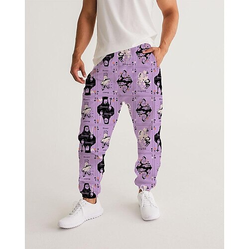 

Men's Sweatpants Joggers Trousers Drawstring Side Pockets Elastic Waist Graphic Prints Comfort Breathable Sports Outdoor Casual Daily Streetwear Designer Blue Purple Micro-elastic / Elasticity