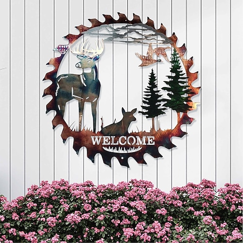 

Forest Bucks Wall Sculpture Decor Metal Wall Hanging Decor Art for Home Outdoor Farmhouse Bedroom Living Room Wall Decoration