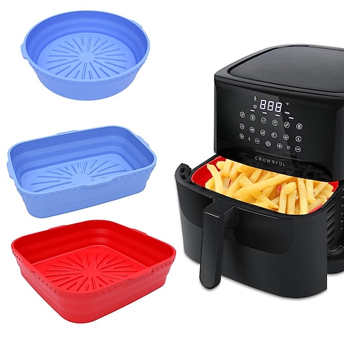 

2 Pack Air Fryer Silicone Pot, Food Safe Nonstick Air Fryer Silicone, Heat Resistant, Easy Clean, Reusable Replacement Flammable Parchment Liner, Suitable for Fryer, Oven, Microwave