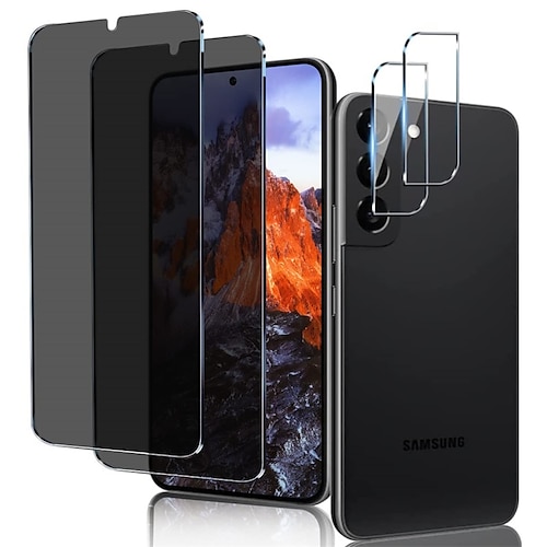 

2-2 Pack Privacy Screen Protector and Camera Lens Protector for Samsung Galaxy S22 Plus 5g 6.6 Inch Tempered Glass Saver Full Coverage 9H Hardness HD Anti-spy Fingerprint unlock Compatible Case
