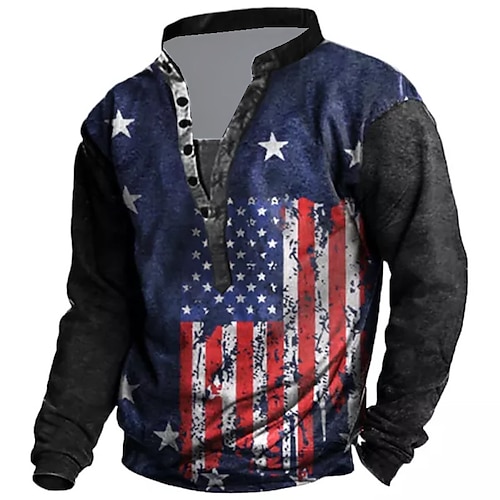 

Men's Unisex Sweatshirt Pullover Button Up Hoodie Graphic Prints National Flag Print Casual Daily Sports 3D Print Streetwear Designer Casual Clothing Apparel Hoodies Sweatshirts Long Sleeve Blue